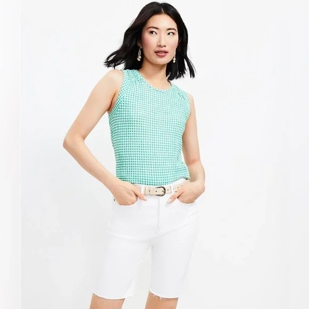 Loft | Fresh Cut Denim Bike Shorts in White Size 24